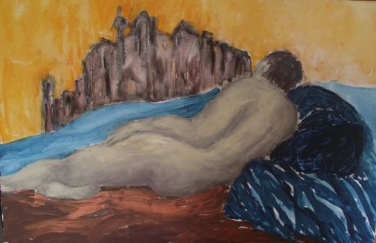 Male Nude looking at City